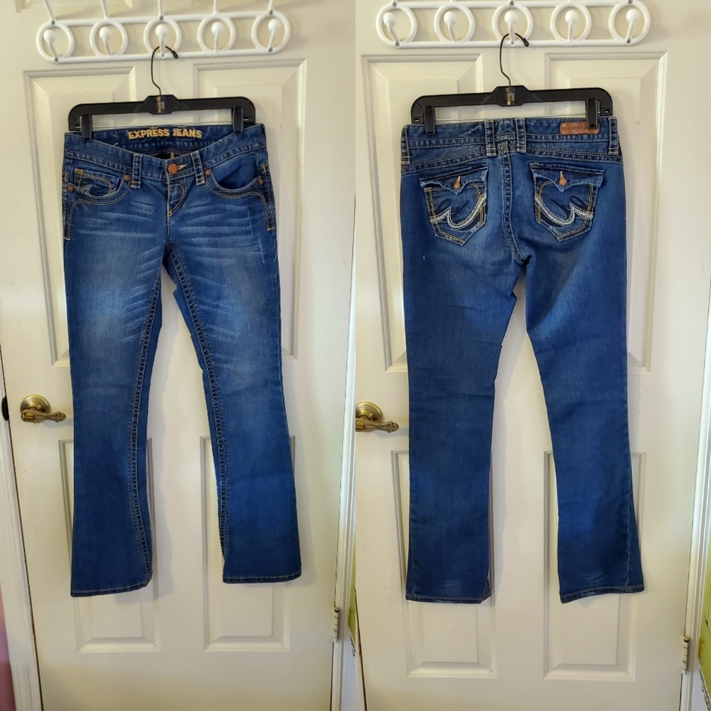 Express Ultra Low Rise Medium Wash Bootcut Jeans